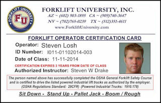 forklift license card